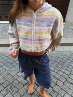 Pastel Gradient Striped Knit Cardigan