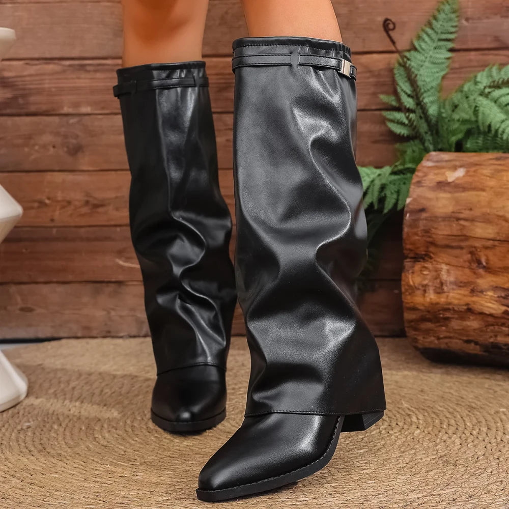 Fold Over Knee High Boots