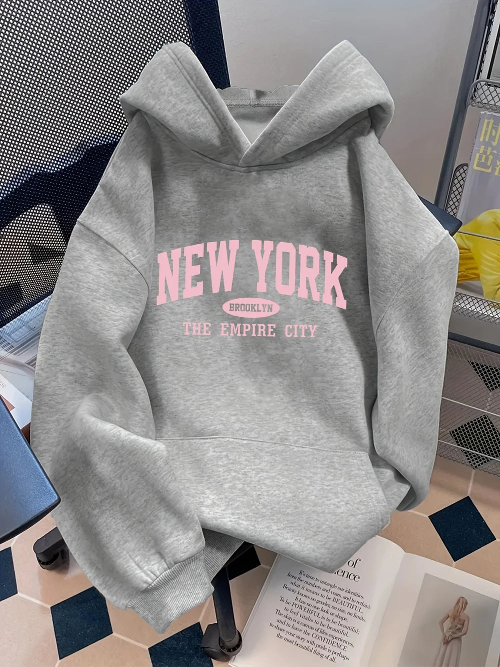 Fleece Letter Pattern Casual Hoodie