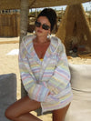 Pastel Gradient Striped Knit Cardigan