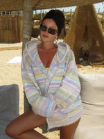 Pastel Gradient Striped Knit Cardigan