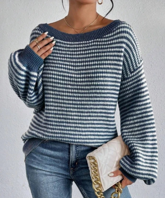 Oversized Striped Knit Sweater