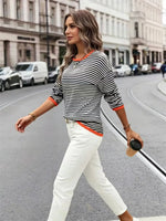 Plus Size Striped Color Block Sweater
