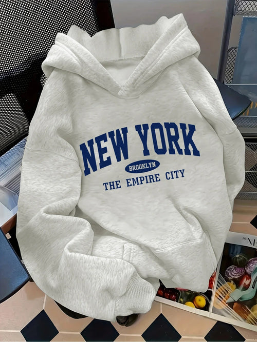 Fleece Letter Pattern Casual Hoodie