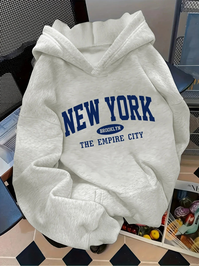 Fleece Letter Pattern Casual Hoodie