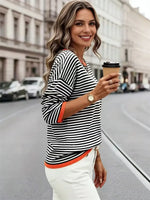 Plus Size Striped Color Block Sweater