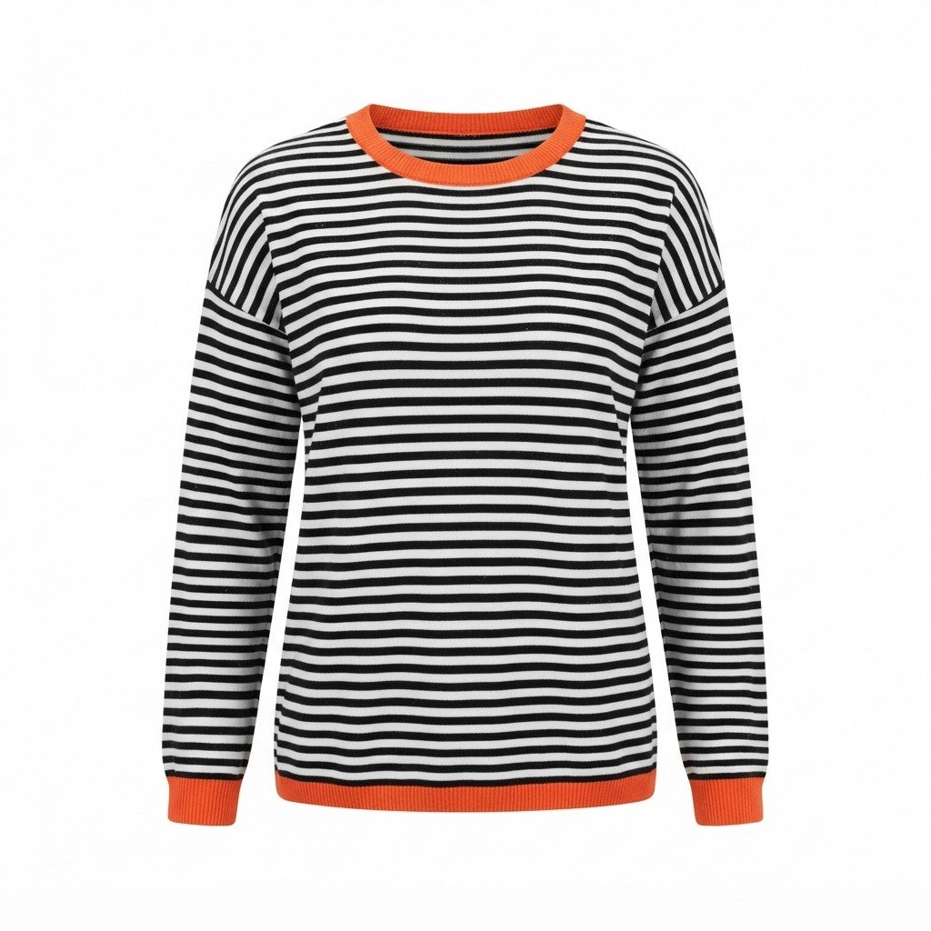 Plus Size Striped Color Block Sweater
